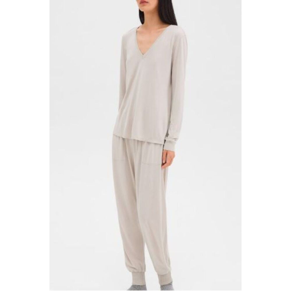Theory Women's Rib Jogger K Grey Oat Knit Lounge Pants Sz 2 NWT 145